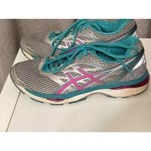 ASICS GEL-Cumulus 18 Gray‎ Pink Teal Running Shoes Womens Size 7